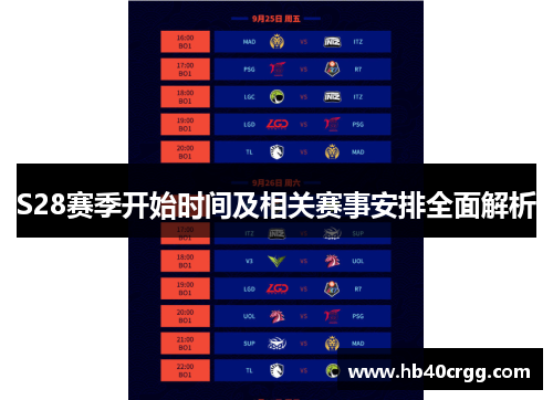 S28赛季开始时间及相关赛事安排全面解析